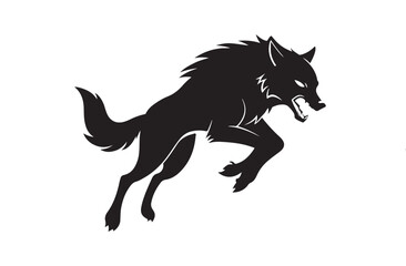 Angry wolf silhouette vector illustration, Angry wolf vector