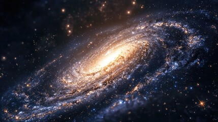 Fototapeta premium A breathtaking view of a spiral galaxy illuminated by countless stars, showcasing the beauty and complexity of the universe.