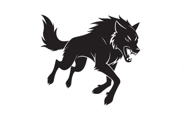 Angry wolf silhouette vector illustration, Angry wolf vector