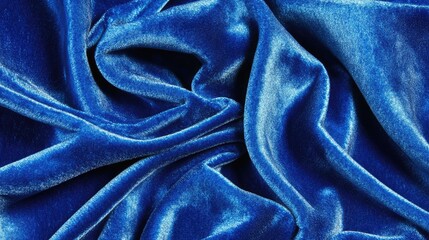Soft velvet fabric texture in deep blue, with visible folds and light reflections for a luxurious feel