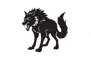 Angry wolf silhouette vector illustration, Angry wolf vector