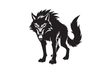 Angry wolf silhouette vector illustration, Angry wolf vector