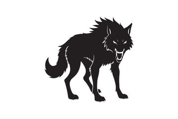 Angry wolf silhouette vector illustration, Angry wolf vector