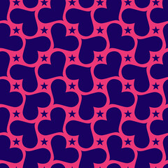 bold and modern geometric seamless pattern featuring hearts and stars in pink and blue. Perfect for wallpaper, fabric, or any project needing a stylish, contemporary touch