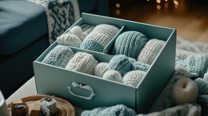 Textured wool yarn in vibrant color, showing fine fibers and cozy patterns, ideal for winter themes
