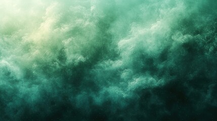 Dense green and teal clouds billow dramatically in the sky during early evening hours, creating a mesmerizing atmospheric effect