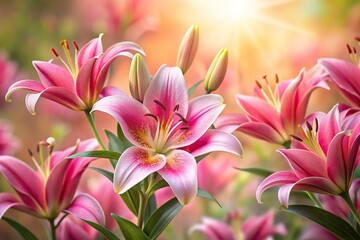 Fototapeta premium Pink and brown lily plants backdrop