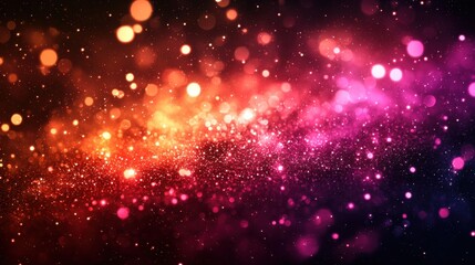 Colorful abstract background with vibrant bokeh lights creating a dynamic visual experience in shades of orange, pink, and purple