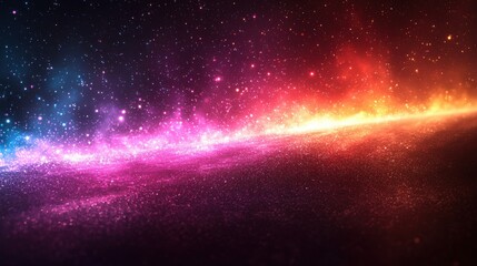 Fototapeta premium A vibrant cosmic landscape featuring colorful stars and cosmic dust in an expansive night sky filled with galaxies