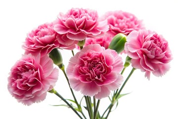 Fototapeta premium Pink carnations on white background