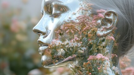 Artistic Double Exposure of a Woman's Face