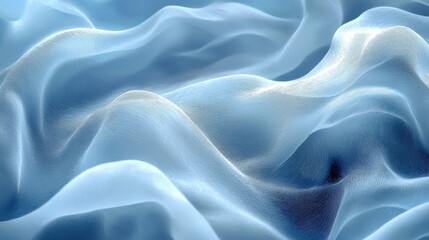Obraz premium Soft blue fabric waves flowing gently in a serene pattern, creating a calming visual effect in a tranquil setting