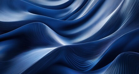 Obraz premium Abstract Blue Wavy Surface with Lines