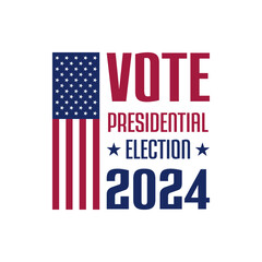 Fototapeta premium Vote Presidential Election 2024 Campaign Banner with American Flag and Stars