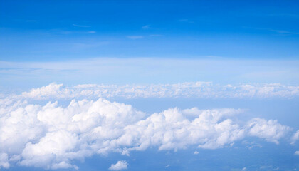 Gorgeous Above View of the Clear Blue Sky and Fluffy Clouds.