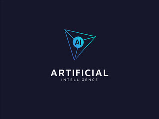 Artificial intelligence with letter AI in abstract Triangles Geometric Technology Analysis logo vector design concept. AI technology logotype symbol for advance technology, tech company, identity, ui.
