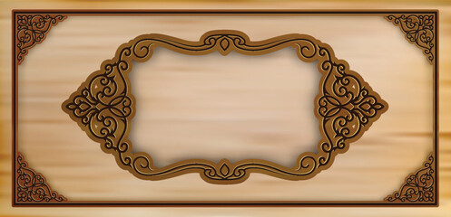 Border frame with corner line floral for picture, Vintage vector design decoration.