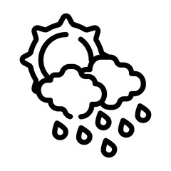 cloudy with rain Line Icon