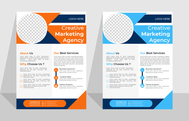 a bundle of 2templates of different colors a4 flyer template, modern business flyer template, geometric business flyer and creative design , editable vector template design