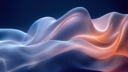 Obraz premium Elegant abstract waves of translucent colors undulating softly in a serene backdrop, creating a tranquil visual experience at twilight