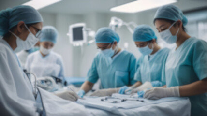 Fototapeta premium Blur image of operating room and doctors with bokeh for background usage