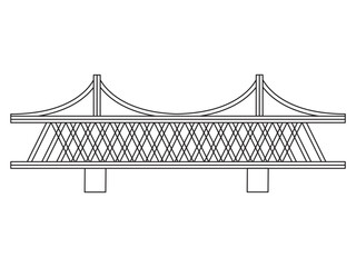 China metropolis city bridge connection freeway road cross the river sea tourism attraction destination outline design icon