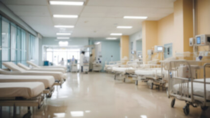 Blur image of hospital with bokeh for background usage.