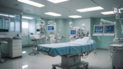 Blur image of operating room with bokeh for background usage.