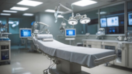 Blur image of operating room with bokeh for background usage.