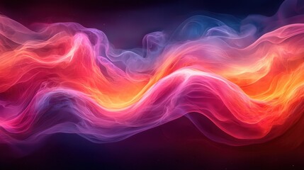 Fototapeta premium Vibrant waves of color swirl in a dynamic abstract display, showcasing bright hues of pink, orange, and purple against a dark background