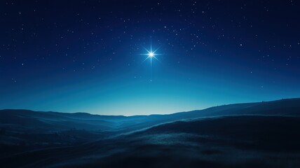 Obraz premium Starry night sky over rolling hills, serene landscape and tranquil atmosphere.