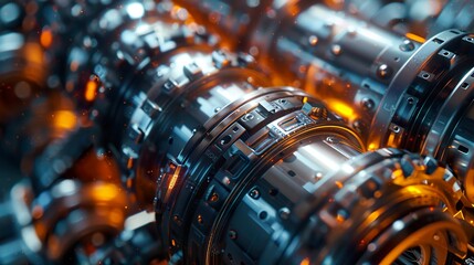 Obraz premium Futuristic Machinery: Close-Up of Industrial Gears