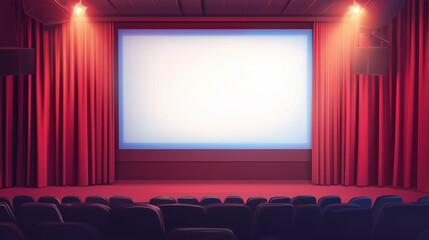 Obraz premium mockup projector screen inside cinema. for watching movies, Ai generated images