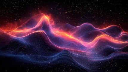 Obraz premium Colorful abstract waves of light create a mesmerizing display against a dark background in a stunning digital artwork