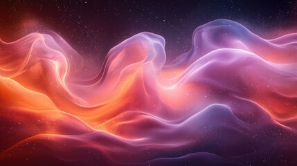 Fototapeta premium A breathtaking cosmic landscape with swirling clouds of orange, purple, and pink hues illuminated by distant stars in the universe