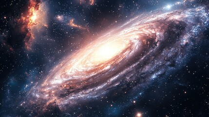 A stunning galaxy in deep space, showcasing vibrant colors and intricate patterns, embodying the beauty of the cosmos.