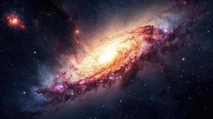 Obraz premium A stunning image of a spiral galaxy illuminated by stars and cosmic dust, showcasing the beauty of the universe.