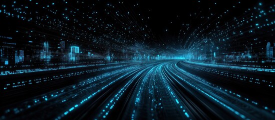 Obraz premium Digital Cityscape: A Futuristic Road Through Data