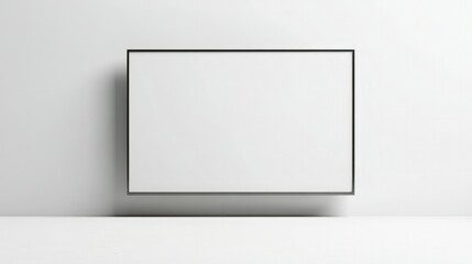 A blank white-screen television placed against a smooth, white background, focusing on simplicity and clean modern design.