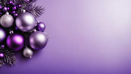 purple christmas balls with ribbon