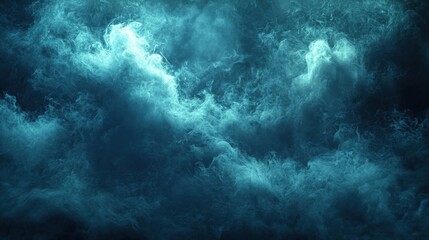 Dynamic blue fog swirling in a dark atmosphere, creating a mystical effect during nighttime
