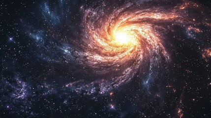A stunning spiral galaxy radiating with bright colors and cosmic mystery, capturing the beauty of the universe in a vibrant display.