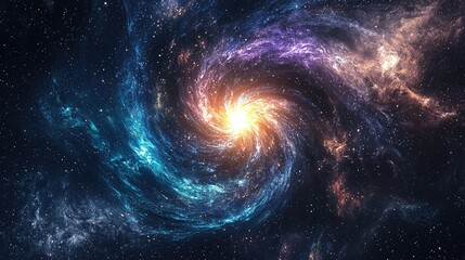 A stunning spiral galaxy showcasing vibrant colors and a radiant core, capturing the beauty of the universe in a mesmerizing view.