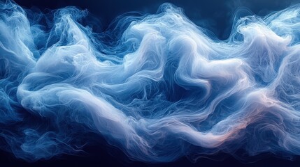 Obraz premium Ethereal blue smoke swirling gracefully in intricate patterns against a dark background
