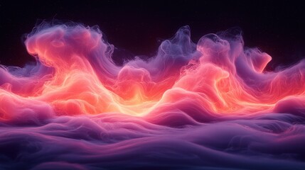 Fototapeta premium Vibrant clouds of flowing color illuminated by warm light in a surreal atmosphere at dusk
