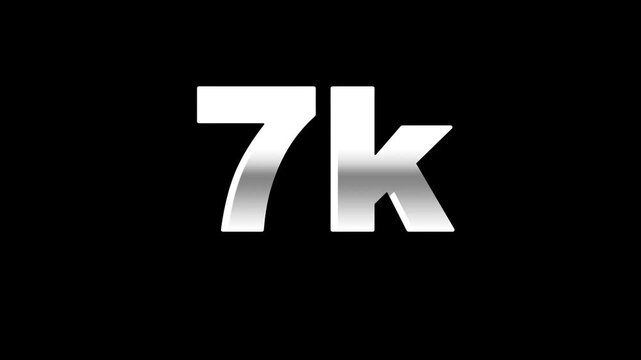 7k platinum silver writing moving on black background.
