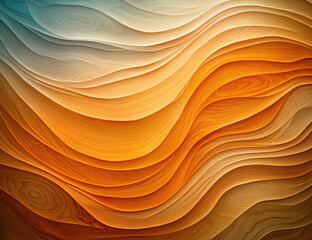 Abstract wavy background, wood grain, orange and blue gradient. Created with Ai