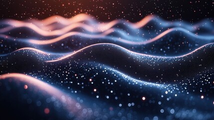 Obraz premium A mesmerizing display of colorful waves illuminated by soft light, creating a dreamy atmosphere in abstract space at nighttime