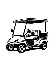 Golf Cart | 4 Wheel Golf Cart | Golf Equipment | Golfers | Golf Club | Golf Cart Riding | Golf Vehicle | Golf Tournament | Original Illustration | Vector and Clipart | Cutfile and Stencil