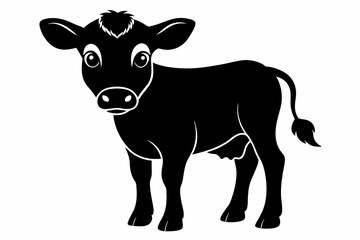Baby cow silhouette, cute cow vector illustration, bull, cow icon